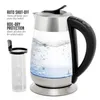 Water Bottles OVENTE Glass Electric Tea Kettle 1.8 Liter Cordless 1500W Immediate Water Boiler Heater with Stainless Steel Infuser 231013