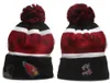 Men Knitted Cuffed Pom Cardinal Beanies Arizona Bobble Hats Sport Knit Hat Striped Sideline Wool Warm BasEball Beanies Cap For Women a9