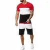 Survêtements pour hommes T-shirt imprimé en 3D Costumes pour hommes Vêtements Ropa Hombre Color Block Graphic Manches courtes 2 pcs Vêtements Vêtements Sports Designer