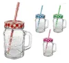 Weingläser-Set, 8 Stück, 350 ml, Einmachglas und Becher mit Deckel, Strohhalme, transparent, 340 ml