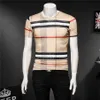 Summer 2023 men's tops plaid short-sleeved t-shirts ice silk printing trendy fashion youth handsome round neck casual bottomi241t