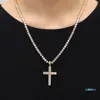 Collier pendentif croix en pierre de diamant brillant, bijoux plaqué platine pour hommes et femmes, cadeau d'amoureux pour Couple, bijoux religieux 238S
