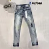 Designerskie dżinsy fioletowe dżinsy dżinsowe sproszone w trudnej sytuacji rowerzysta dżins slim fit motocykl męskie ubranie rozmiar 30-40