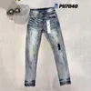 Jeans da uomo firmati Jeans viola Pantaloni in denim Biker strappato effetto consumato Jean Slim Fit Abbigliamento da motociclista Taglia 30-40