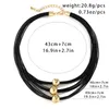 Anhänger Halsketten Goth Multilayer Big Ball Choker Halskette für Frauen Punk Schwarz Leder Wachs Faden Kette Grunge Schmuck Steampunk Männer