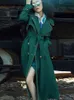 여자 자켓 IEQJ LONG COAT TRENCH 2023 스프링 느슨한 옷깃 풀 슬리브 더블 가슴 붕대 윈드 브레이커 암컷 의류 3W6766 231013