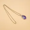 Colliers pendentifs collier en pierre naturelle pendentifs forme ovale améthyste Quartz Reiki cristaux de guérison femmes bijoux en acier inoxydable