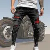 Jeans skinny strappati da uomo Pantaloni slim da locomotiva con foro a matita Cerniera Biker Pantaloni hip-hop in denim da jogging Abbigliamento da strada Uomo X0621207T