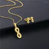 Orecchini per collana Set Infinity Eight Shinning Ciondolo Gioielli per orecchini in ceramica color oro stile semplice