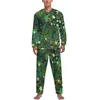 Vêtements de nuit pour hommes Pyjamas floraux bleus Hommes Fleurs élégantes Mode Hiver Manches longues Deux pièces Casual Graphic Pyjama Ensembles