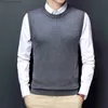 Kamizelki męskie kamizelka sweter koreańska okrągła szyjka biznesowy swobodny wersja czarny jasnoszary kamizelka bez rękawów top All-Matchl231014