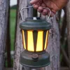 Portable Lanterns 1200mAh Vintage Camp Lamp Waterproof 3 Belysningslägen Camping Lantern Solar Powered Light Outdoor SB uppladdningsbar bordslampa 231013