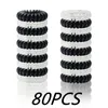 Wedding Hair Jewelry 20/40/80PCS Hair Ties Black Elastic Plastic Hair Band Rubber Telephone Cord Scrunchies Hair Accessories Headwear for Girl Women 231013