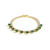 Charm Bracelets Luxury Round Crystal CZ Tennis Bracelet Bangle For Women Classic Green Zircon Tassel Wedding Fashion Jewelry Gift