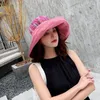 Boinas de verano para mujer, gorro de cubo a rayas de dos colores de doble cara, ala ancha grande para mujer, protector solar de viaje, pescador pescando, sombrero para el sol U43