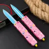 US-Style UTX-85 Esclusivo Dessert Warrior Coltello automatico rosa Tasca Ultratech Coltelli tattici da combattimento automatico Marfione Bounty Hunter Campo di salvataggio Caccia Combattimento Strumenti EDC