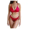 Vrouwen Badmode Vrouwen Sexy Mesh Strand Jurk Chiffon Een Schouder Lace Up Bandage Bikini Push 2 Delige Set badpak Femme