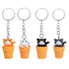 Cartoon Design Animal Keychains Little Ice Cream Cat Pendant Key Rings Cute Kawaii Kitten Car Key Chains Trinket Bag Charm Gift Keyrings DIY Jewelry Accessories