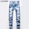 Jeans da uomo con stampa tie-dye Designer di marca Pantaloni in denim elasticizzato maschile Pantaloni Brand New Biker Los Hombres Jeans dritti Hombre292E