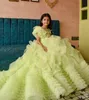 Charming Layered Ball Gown Pageant Dresses Beading Feather Kids Formal Wear Ruffles Tiered Tulle Little Girls Prom Dress 326 326