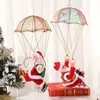 Christmas Decorations Creative Ceiling Hanging Electric Music Parachute Santa Claus Tumbling Dance Decoration Gift 231013