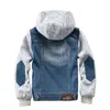 Donsjas Jongens Denim Jas Met Capuchon Splitsen Bloem Grijze Kleur Kinderen Rits Jean Bovenkleding Voor Kinderen 2-14 Y Cowboy Jas J231013