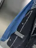 Costumes pour femmes High Street Est 2023 Designer Fashion Perlé Diamant Contrastant Denim Blazer