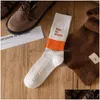 Other Festive Party Supplies Womens Stockings Color Match Embroidery Cotton Socks Ventilate Couple White Uniform Size Unisex Sport Dhtbs