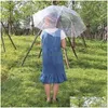 Parasol przezroczysty przezroczysty parasol deszczowy Pvc Dome Bubble Słońce Shade Long Rushe Straight Stick Drop dostawa dom domowy gospodarstwo domowe su dh2yy