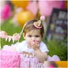 Hair Accessories 1/2/3 Birthday Party Hats Headband Crown Princess Prince Headdress Baby Shower Kids Decoration 20 Colors Drop Deliv Dhuib
