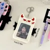 Titulaires de cartes Porte-cartes en peluche de dessin animé transparent avec porte-clés pendentif style coréen couverture ID manchon