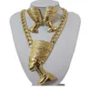 Bröllop smycken uppsättningar adixyn egyptiska drottning smycken set halsband hänge guld färg tjocka kedja örhängen afrika bröllop dubai smycken chokers 231013