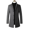 Men's Wool Blends Jaket wol panjang pria jaket Windbreaker bisnis tebal warna polos Slim Fit mantel Trench campuran kasual S3XL musim gugur dan dingin 231013