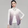 Women's Down Parka Fashion Gradient Ultra Light Vest SpringAutumn Female Stand Collar Slim Fit Sleeveless Puffer Jacket 231013