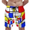 Herr shorts de stijl gym sommaren modern block design casure strand korta byxor manlig sportkläder snabb torr tryckt badstammar