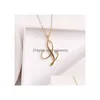 Pendant Necklaces Tiny Swirl Initial Alphabet Letter Necklace All 26 English Gold A-T Cursive Luxury Monogram Name Letters Word Chain Dhywx