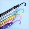 Umbrellas Transparent Clear Umbrella Dance Performance Long Handle Rainbow Evc Beach Wedding Self-Opening For Men Women Kid Homefavor Dhxgj