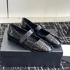 최고 품질 로우 힐 버클 스트랩 Mary Jane Patent Leather Round-Toe Ballet Flats Shoes Luxury Designer Dress Shoes Women with Box 2cm