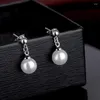 Boucles d'oreilles mode femme 925 argent aiguille ronde perle perle gland pour femmes filles déclaration fête bijoux Pendientes