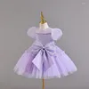 Mädchen Kleider Kinder Kleid Pailletten Hochzeit Flauschigen Prinzessin Rock Blase Ärmel Tanz Baby Ein Jahr Alt