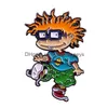 Acessórios dos desenhos animados Chuckie Finster Rugratsss Badge Cute Cartoon Red Hair Boy Broche 90S Nostálgico Infância Jóias Bebê, Crianças Matern Dh7Ar