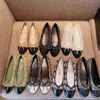 Parijs luxe designer balletschoenen dermis platte schoenen vrouwen kanaal merk schoenen gewatteerde lederen strik ronde kop formele leren kleding schoenen