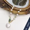 Choker Natural Freshwater Pearl Necklace For Women Fashionable All-Match Exquisite Butterfly Clasp Personalized Button Clavicle Chain