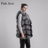 Pele feminina falso rosa java 80 casaco de inverno feminino colete de pele real natural gilet moda roupas jaqueta ganuine 231013