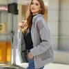 Cardigan autunno inverno in pelliccia da donna per donna top femminile a maniche lunghe caldo cappotto da giacca con cuciture in peluche con cerniera patchwork di lusso 1 pezzo