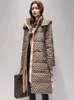 Women's Down Parkas KBAT 2023 Winter Warm Parka Plaid Long Sonw Coat Fashion Thicken Hooded Puffer Jacket Female Windproof Outwear 231013