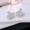 Ny Micro Inlaid Zircon Gradient Swan Stud örhängen Kvinnor pläterade 18k guldörhängen för kvinnor bröllop bankett valentins dag julfödelsedagsmycken present SPC