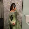 Abiti da festa Abito da sera di lusso a Dubai in cristallo verde per le donne Abito da ballo di gala a maniche lunghe nero oro da sposa