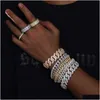 Charm Bracelets Charm Bracelets 8Mm-25Mm Pass Diamond Tester 925 Sterling Sier Fl Vvs Moissanite Iced Out Cuban Link Anklet Bangle Bra Dhcvk