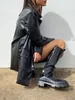 Jaqueta feminina de couro sintético clássico feminino de couro sintético com gola alta e fecho de zíper – Casacos elegantes para amantes de motocicletas 231013